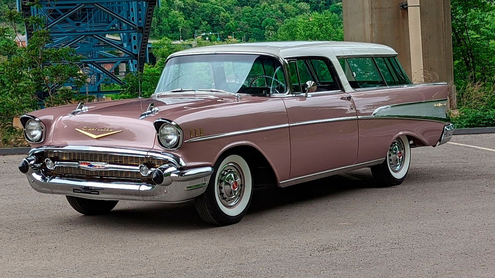 A parked 1957 Chevy Nomad