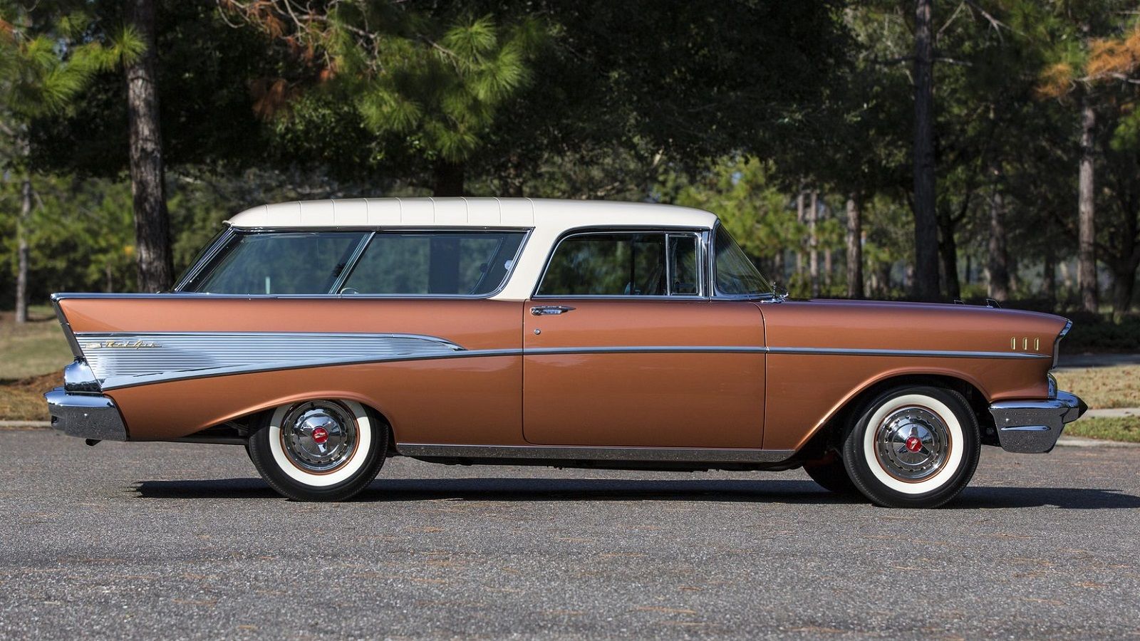 A parked 1957 Chevy Nomad