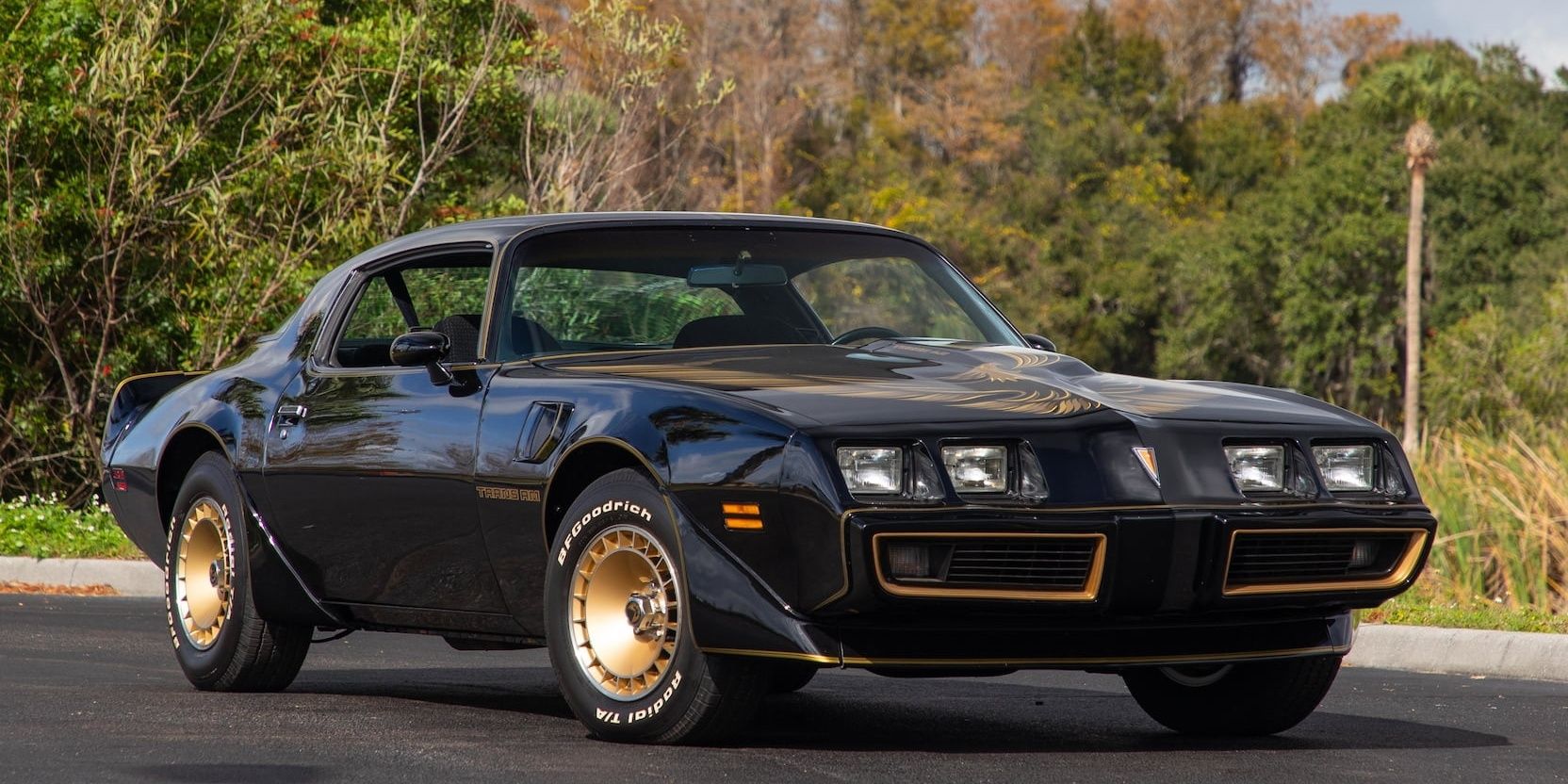 Black 1980 Pontiac Firebird Trans-Am Turbo on the road