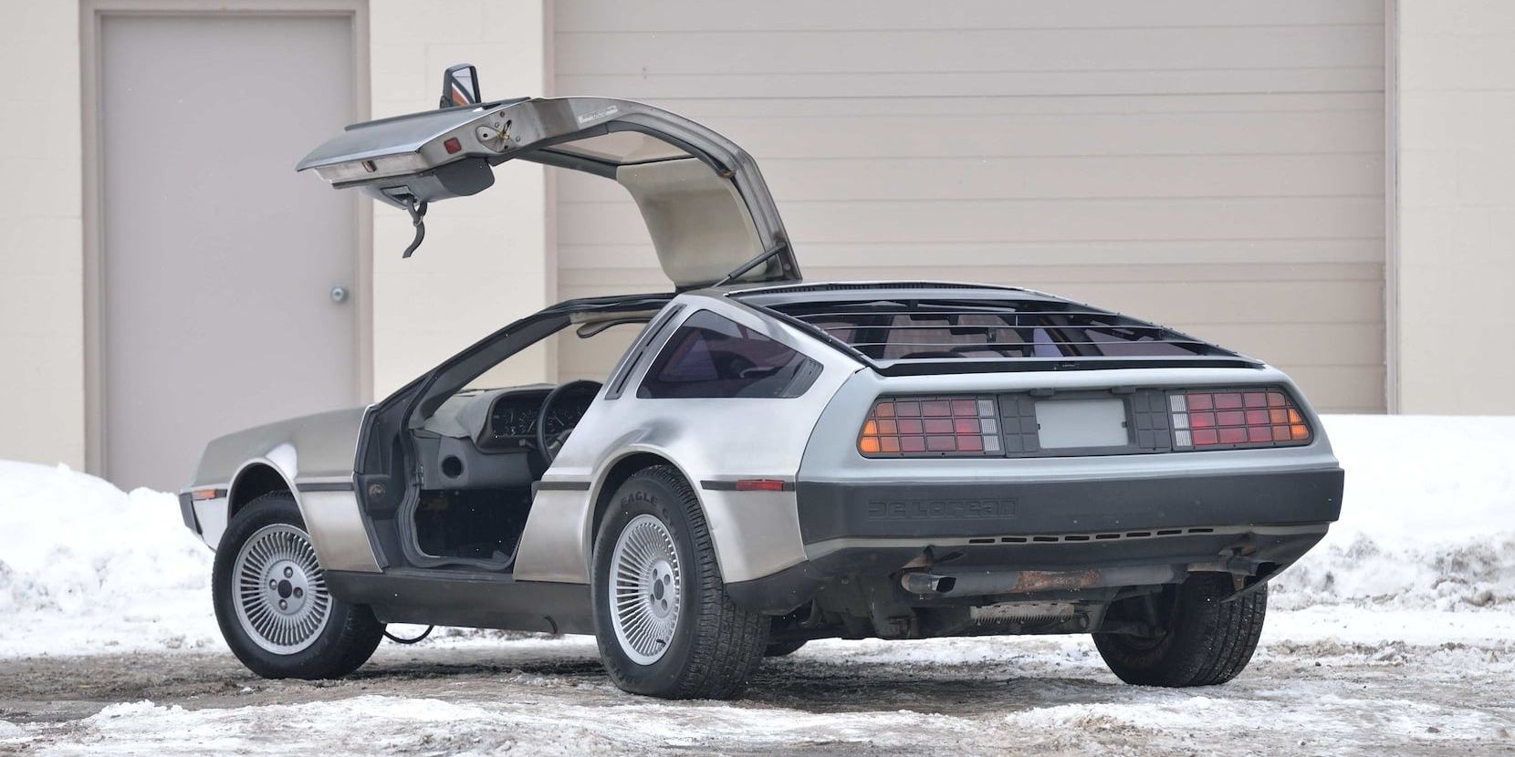 Silver 1981 DeLorean DMC-12 Rear View