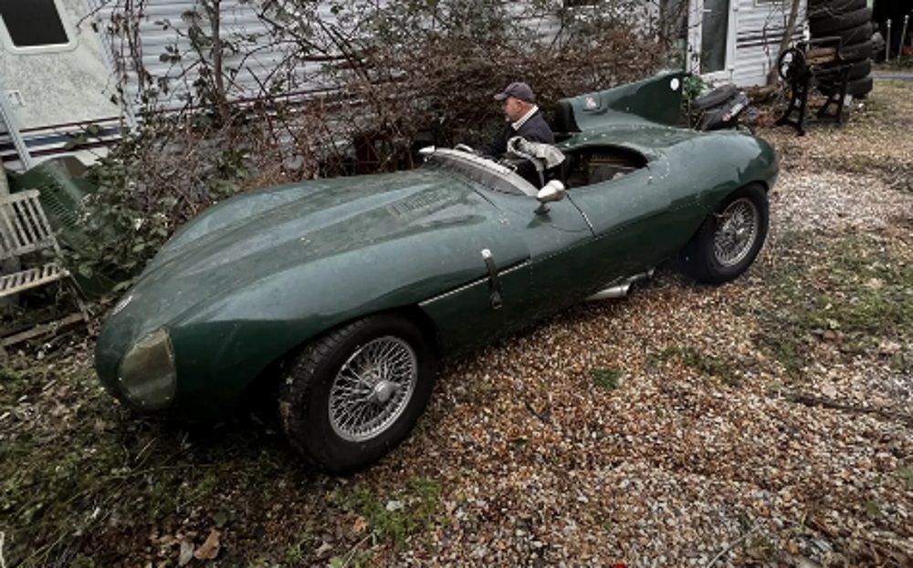 A replica Jaguar D-Type in green