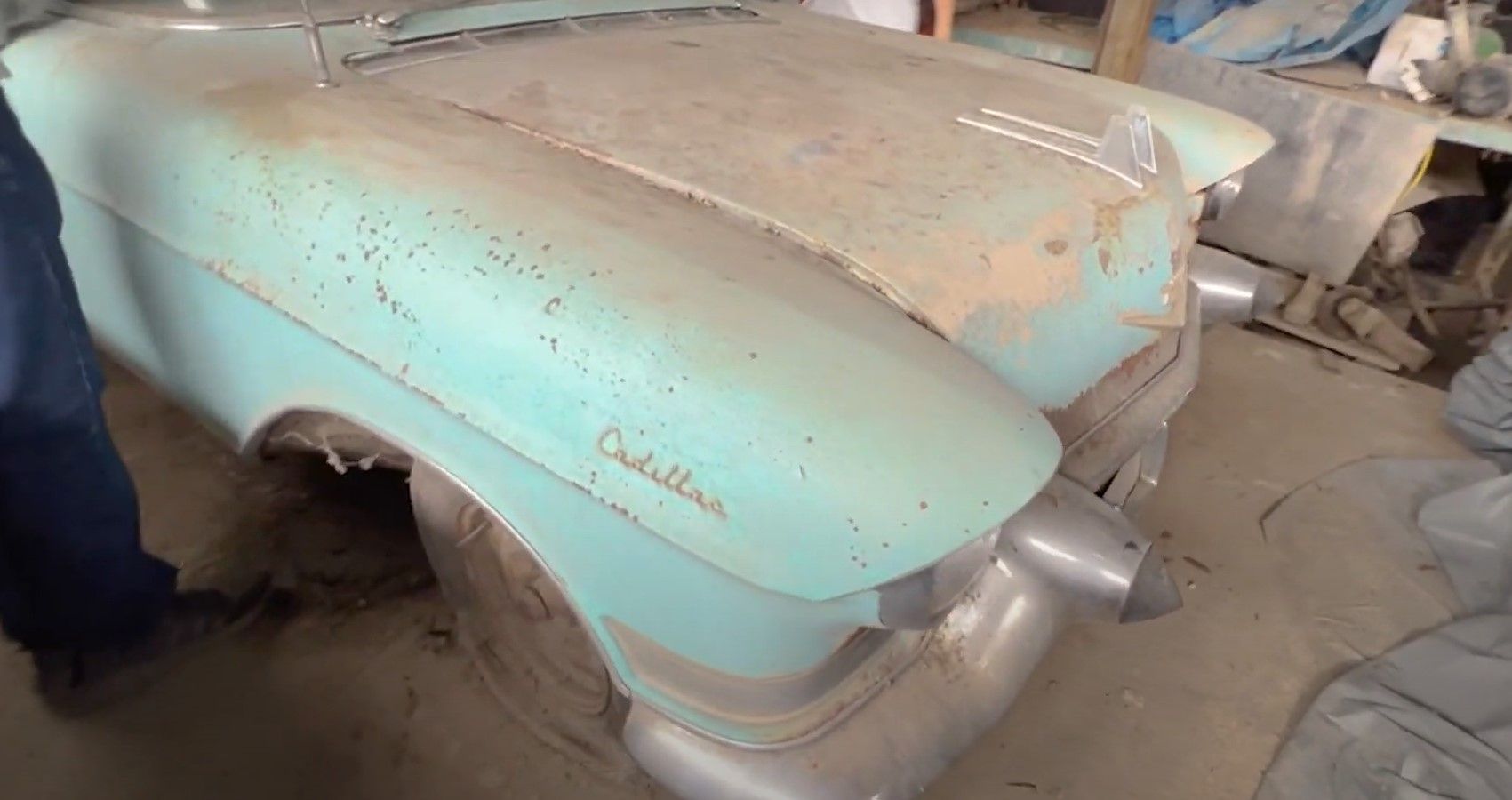 blue 1957 Cadillac Fleetwood Missouri garage barn find