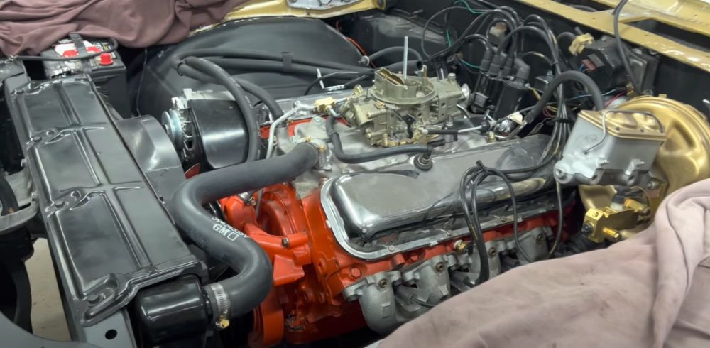 The engine bay of a 1970 Chevrolet Chevelle SS 454